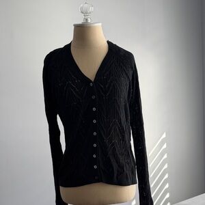 Avec Les Filles Black Cardigan Sweater